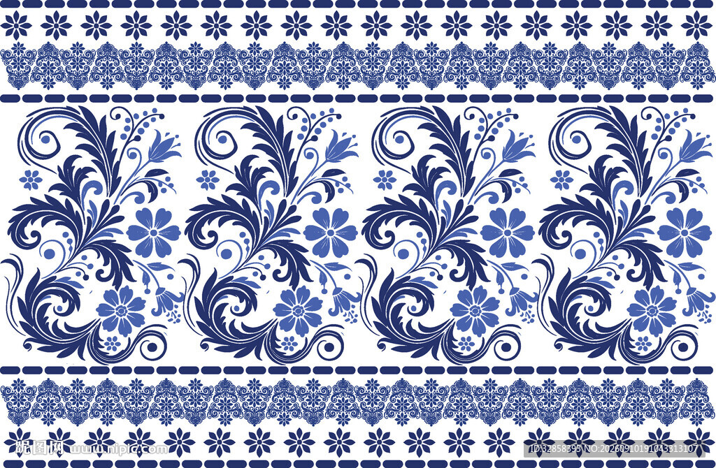 蓝白中式传统花纹图案
