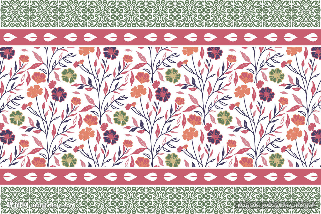 花卉几何图案装饰纹样