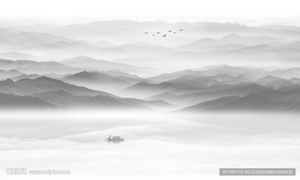 新中式水墨山水画