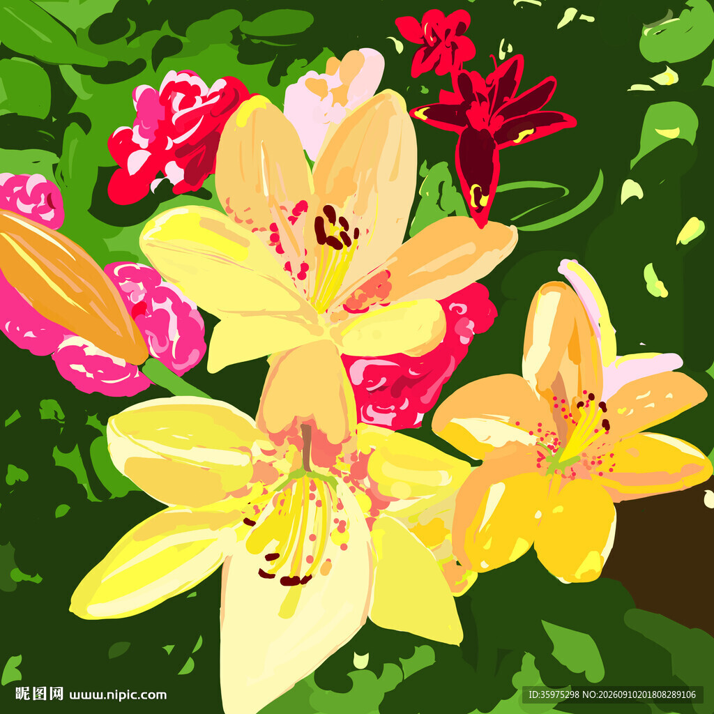 百合花插图元素