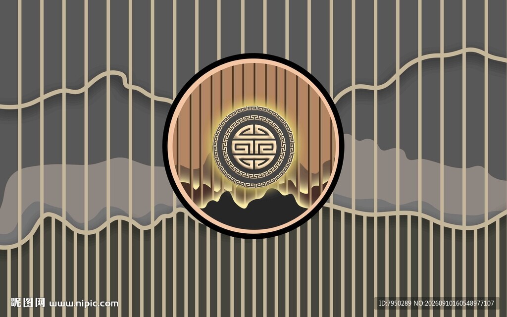 新中式格栅背景墙