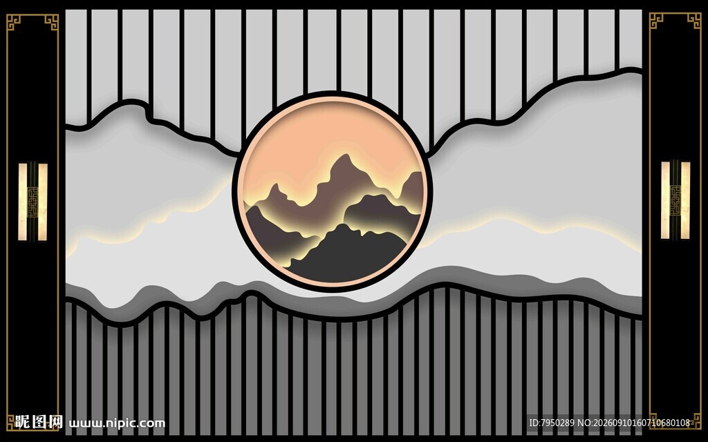 中式山水装饰图案