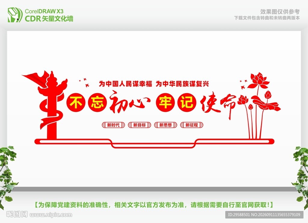 不忘初心党建文化墙
