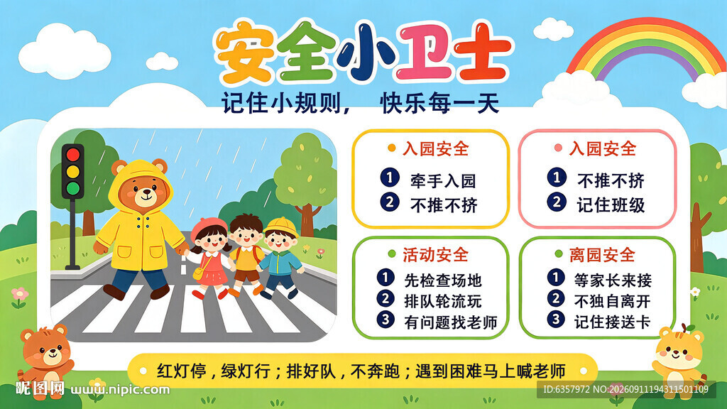 儿童交通安全知识海报卡通