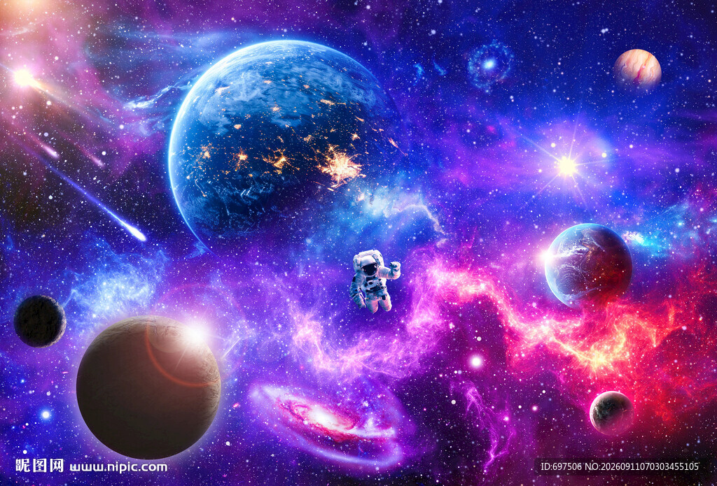 梦幻宇宙星空太空星球宇航员背景