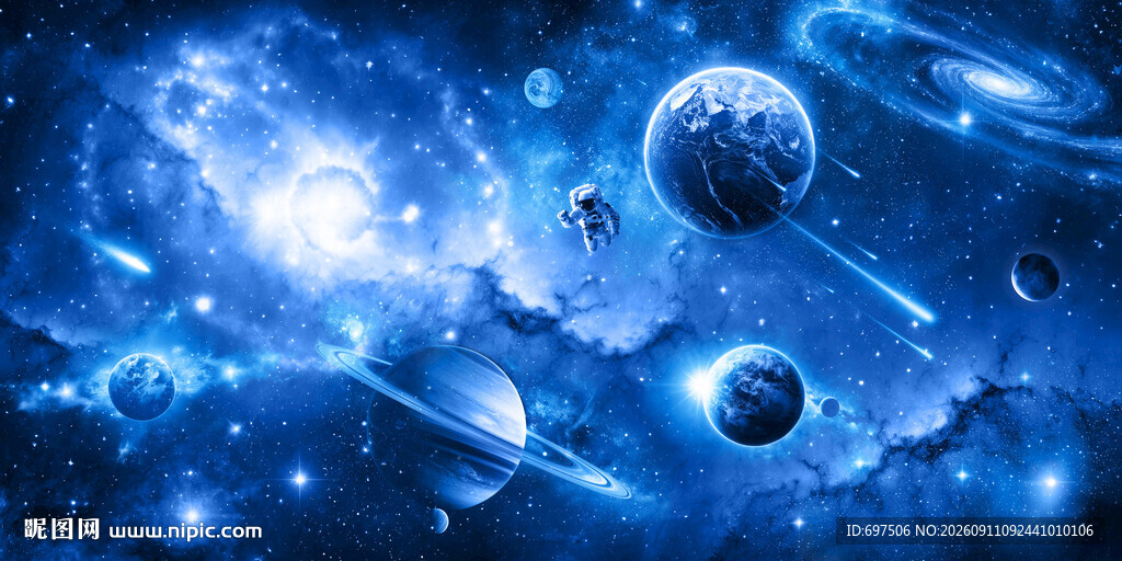 太空漩涡宇宙星球银河宇航员背景