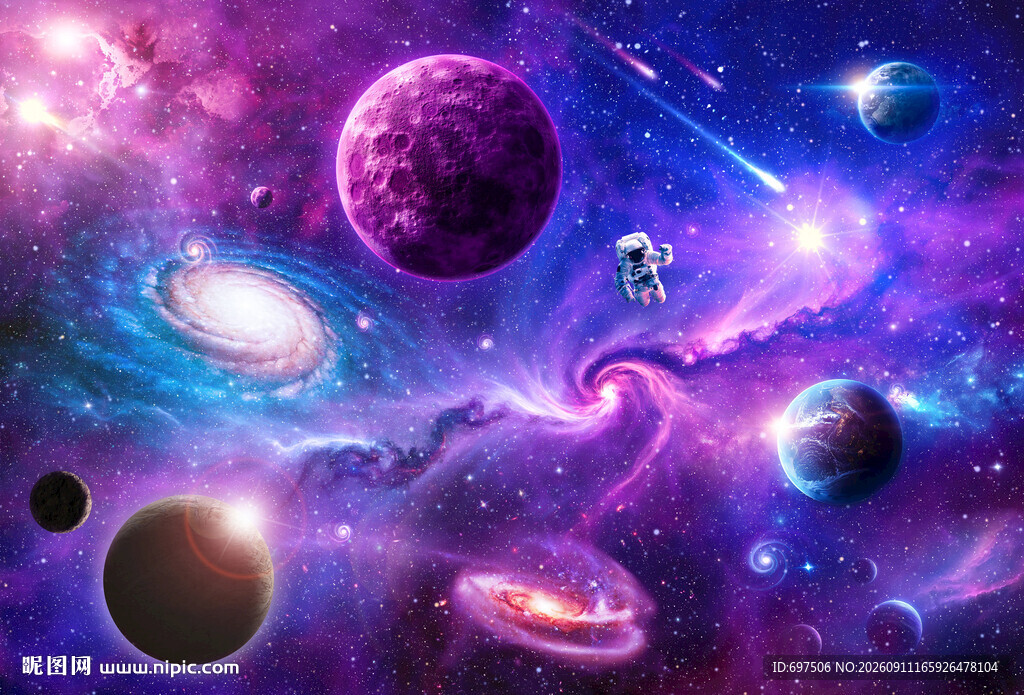 璀璨星空宇宙漩涡外太空星球背景