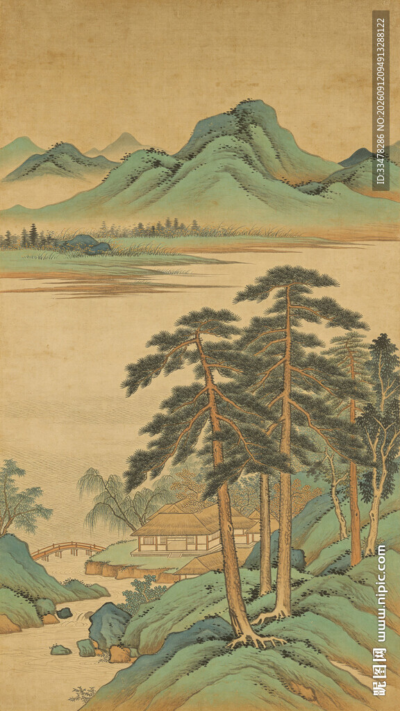 水墨山水古画背景图景