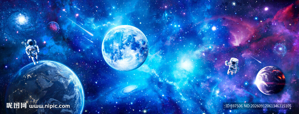 宇宙星球太空宇航员银河星空背景