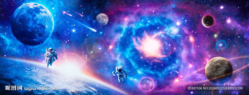 银河星空梦幻外太空黑洞星球背景