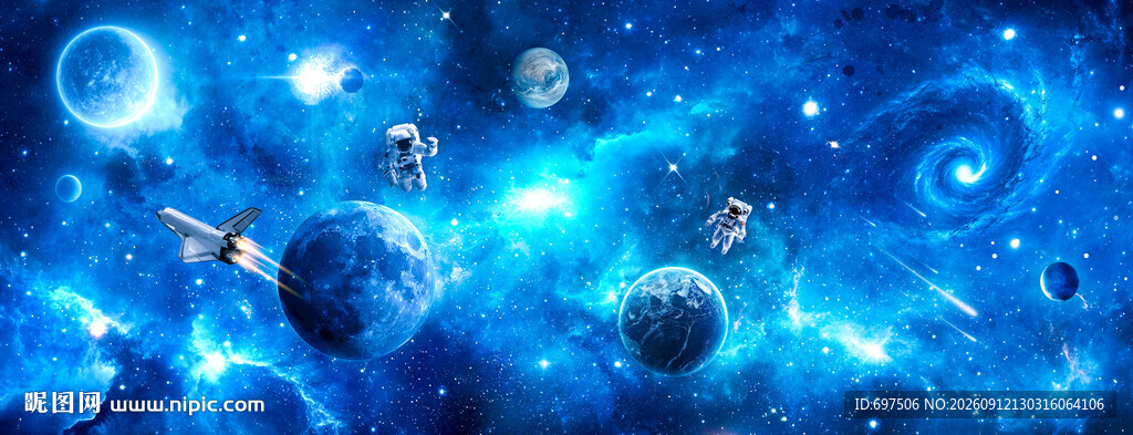 宇宙星球太空宇航员银河黑洞背景