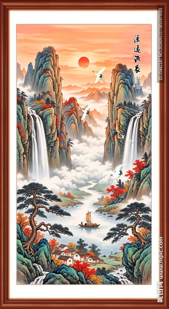 竖幅山水画