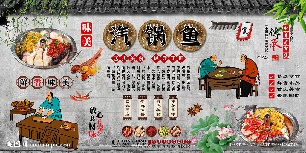 汽锅鱼背景墙