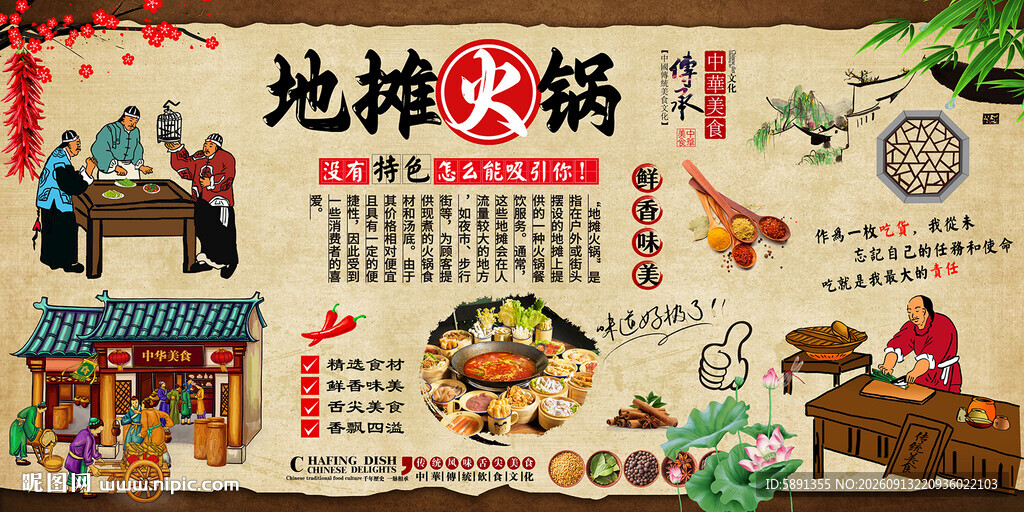 地摊火锅背景墙