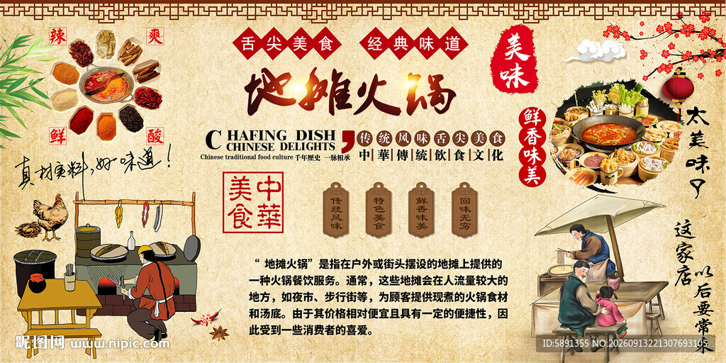 地摊火锅背景墙