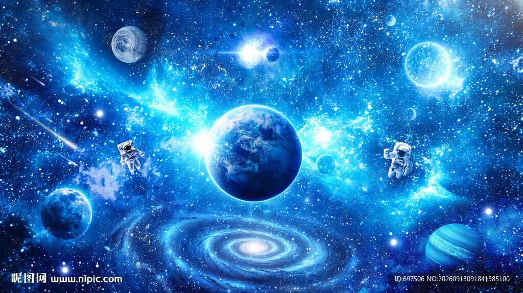 银河宇航员星球太空宇宙星空背景