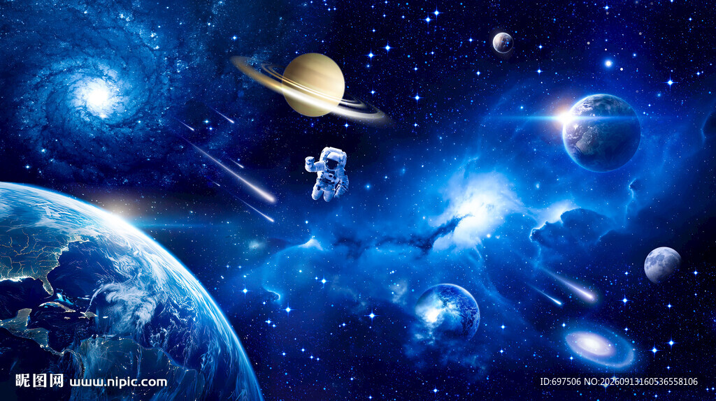 太空星球宇宙黑洞宇航员星空背景