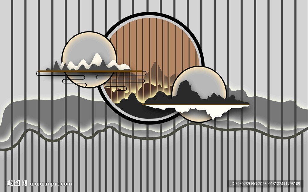 中式山水抽象装饰画