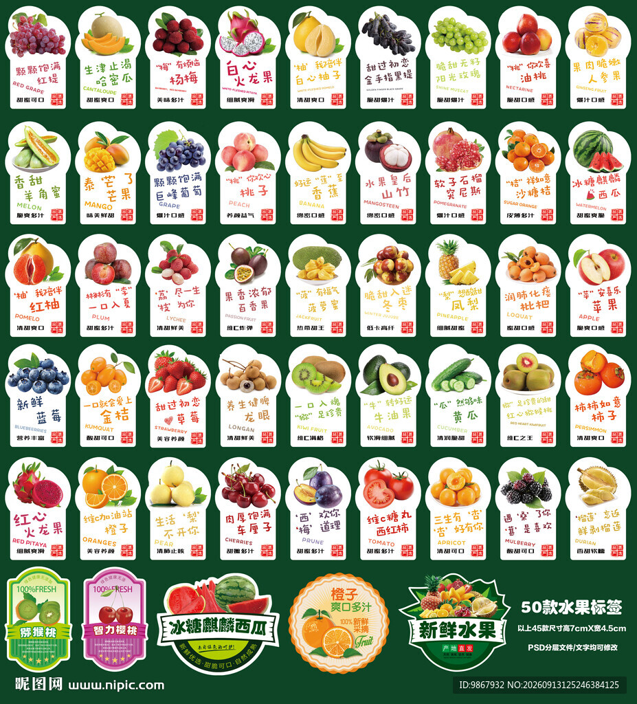 水果标签贴纸