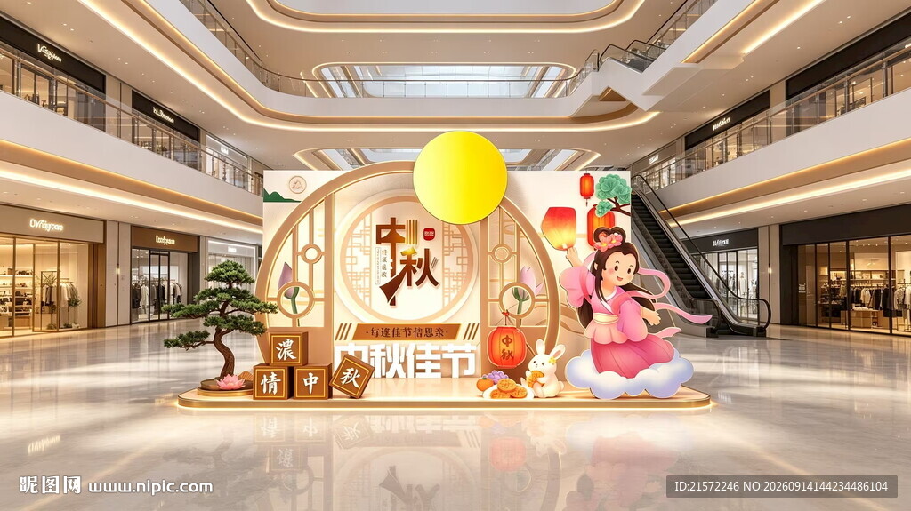 中国风中秋节拍照美陈