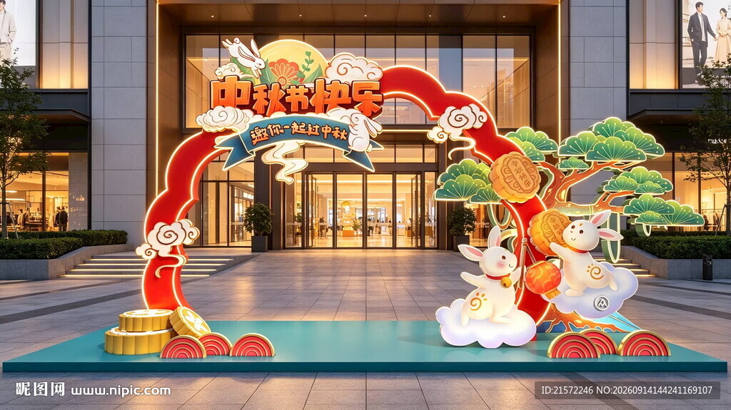 中国风中秋节快乐供门