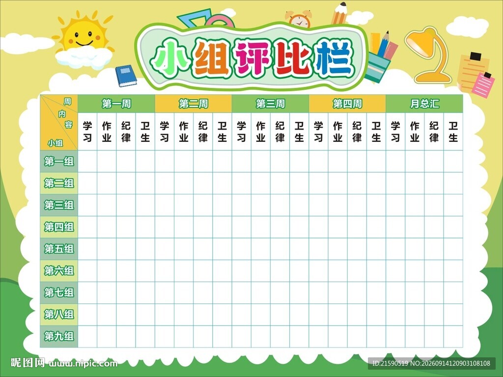 小组评比栏