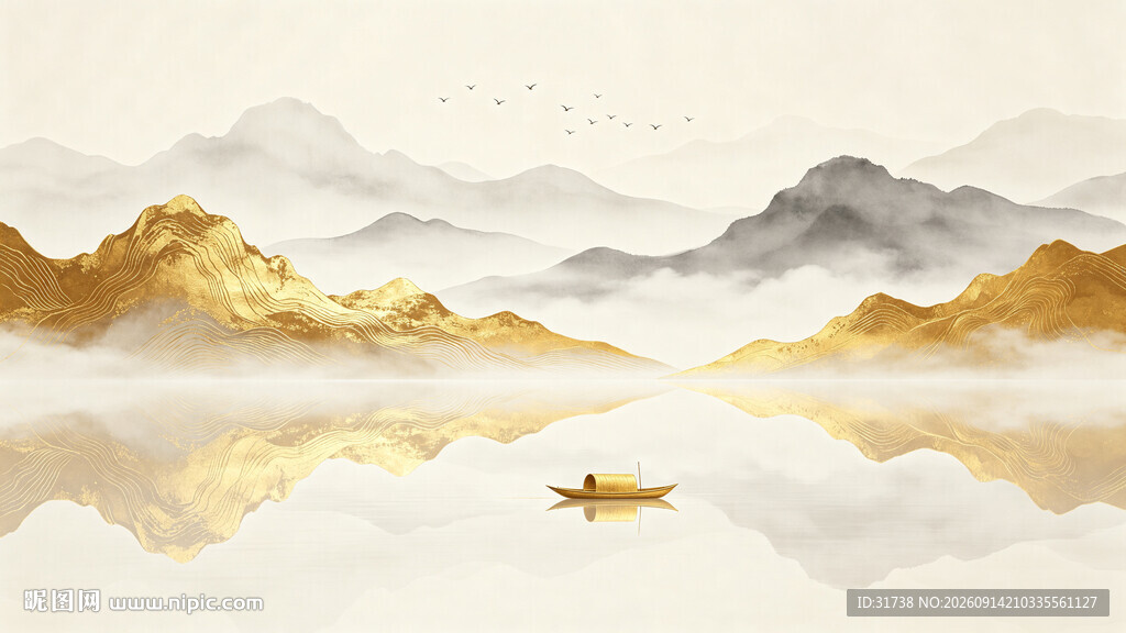 金色山水画