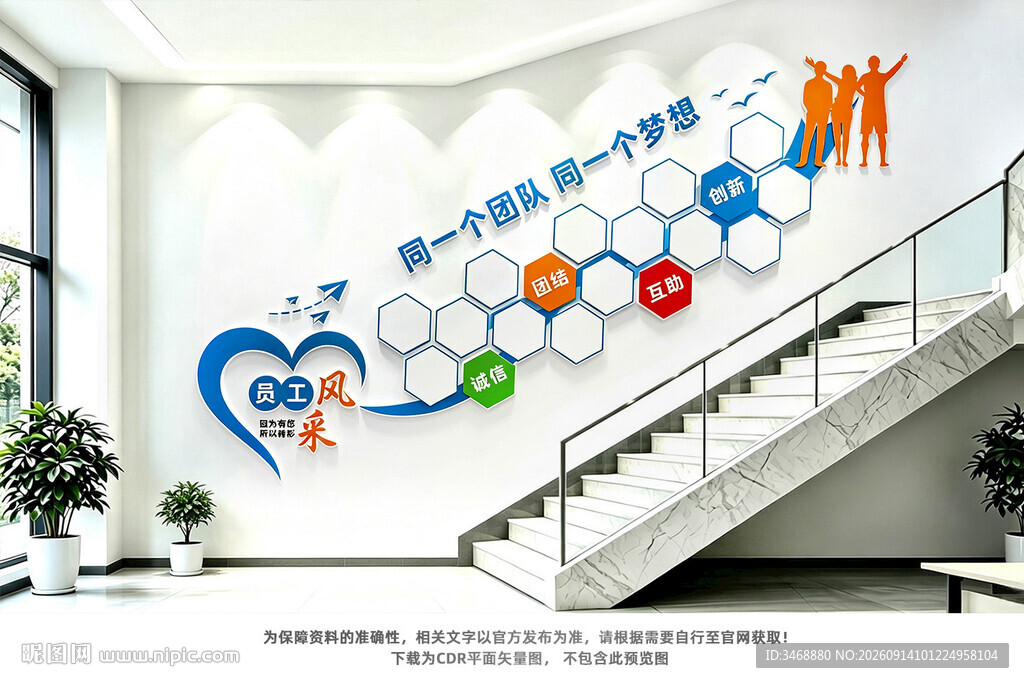 员工风采照片楼梯文化墙
