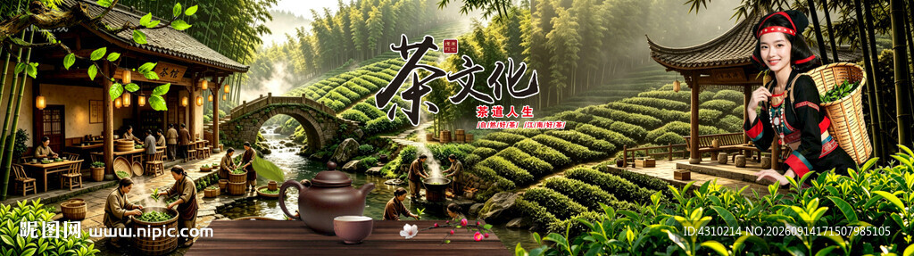 中式茶园景观