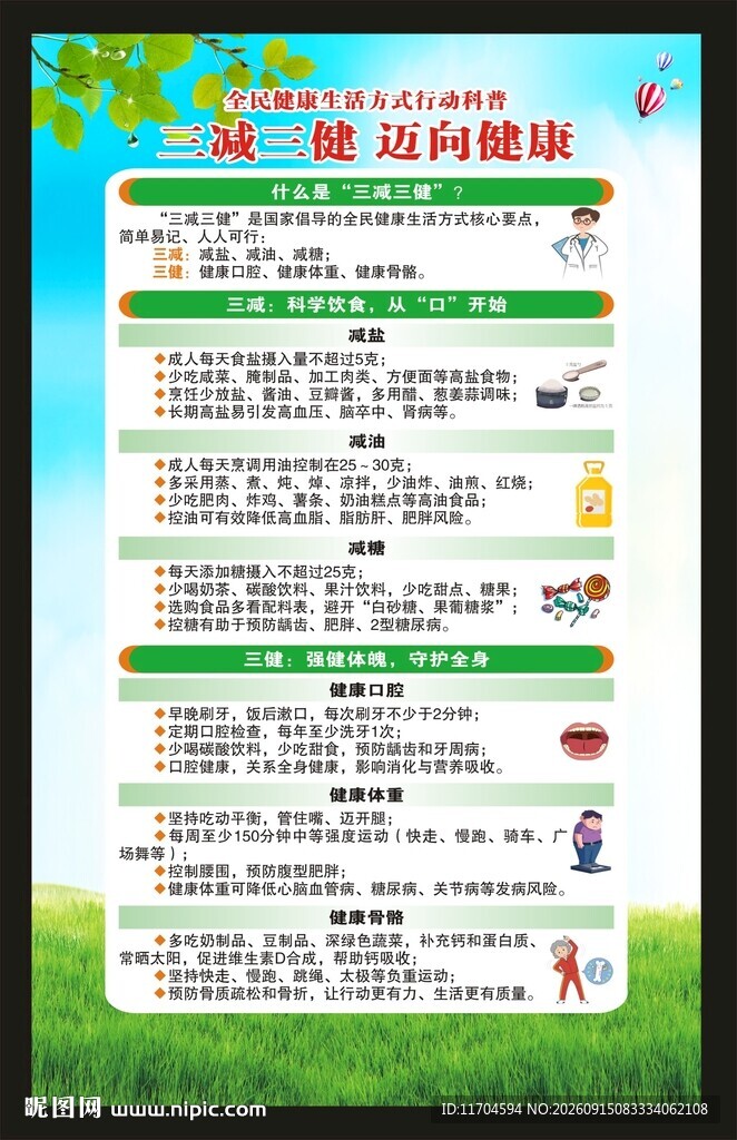 全民健康生活方式宣传月海报