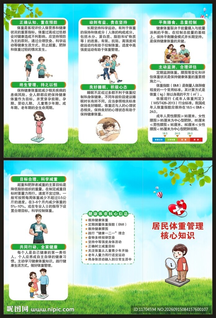 居民体重管理核心知识三折页