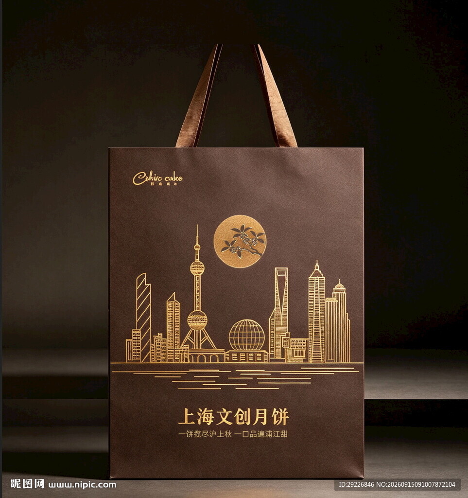 上海文创月饼高端线稿帆纸袋