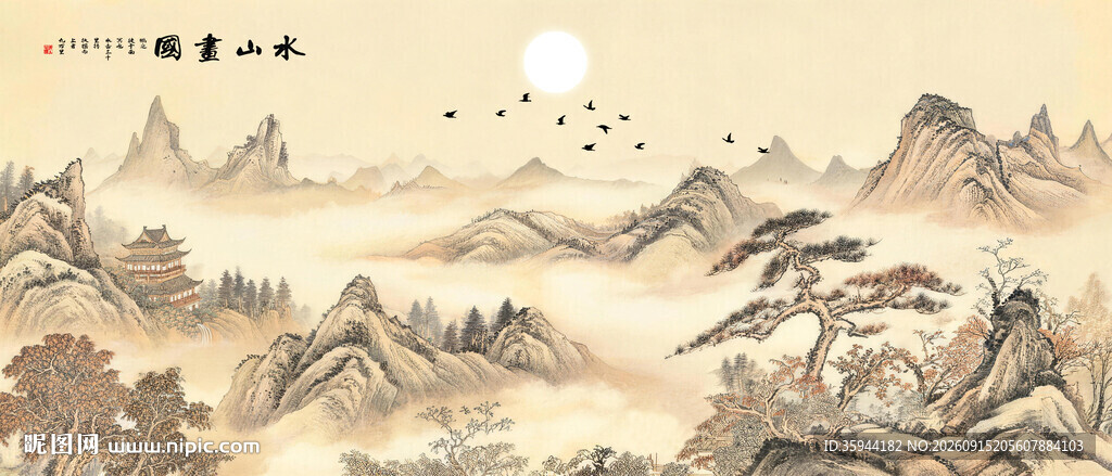古风背景山水画