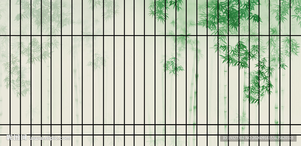 灯箱新中式国画水墨竹子