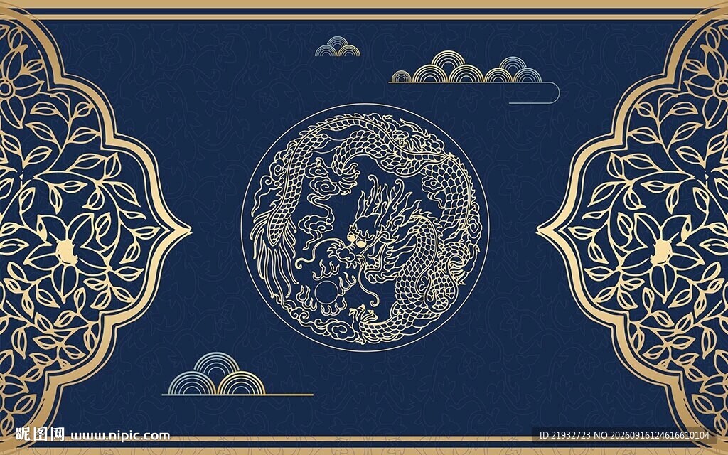 国潮风线条花纹背景墙