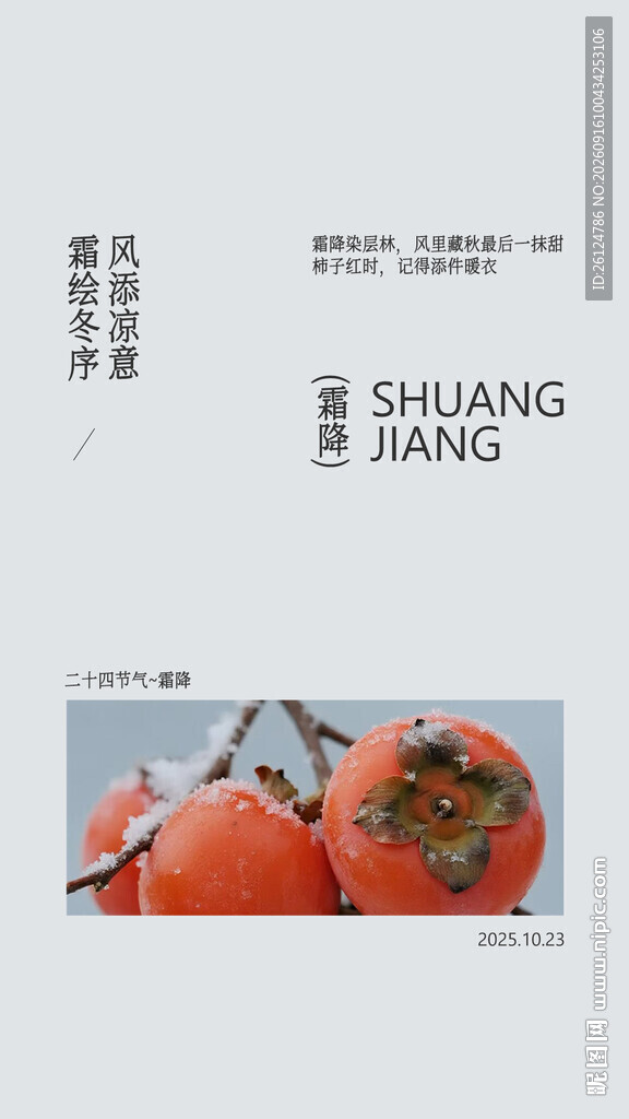 霜降节气简约清新海报