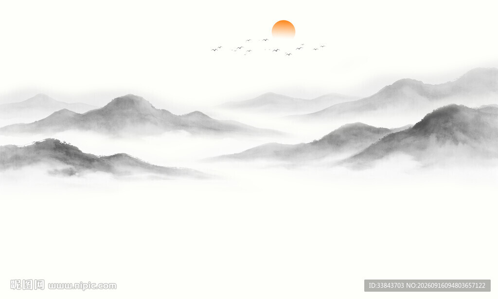 简约水墨山水画
