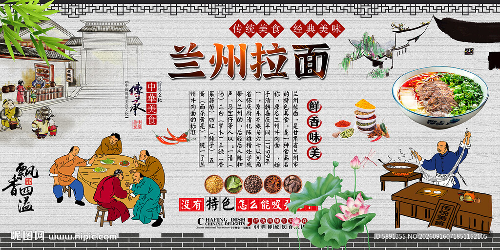 兰州拉面背景墙