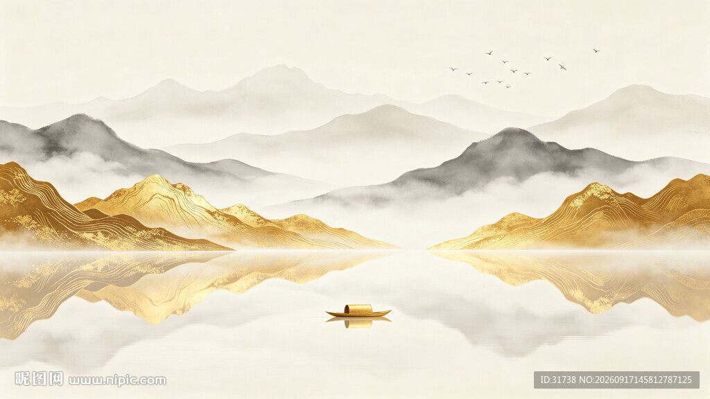 金色山水画