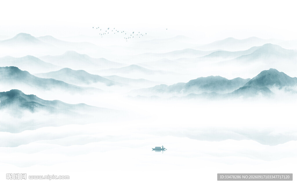 水墨山水间山水画
