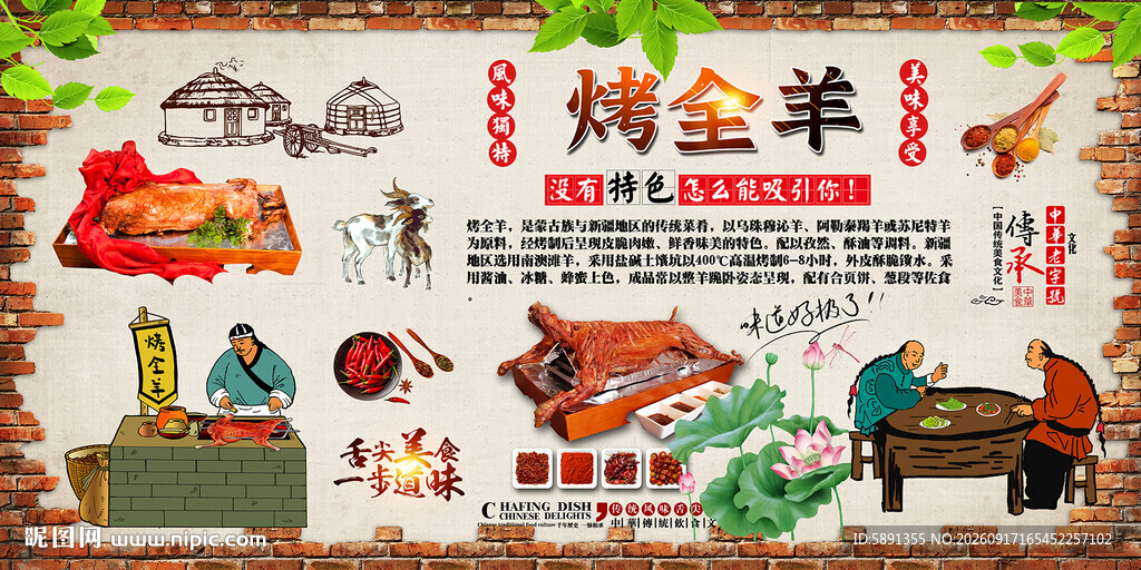 烤全羊背景墙