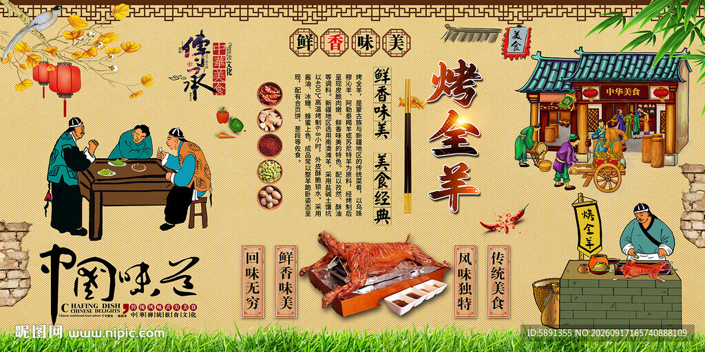 烤全羊背景墙