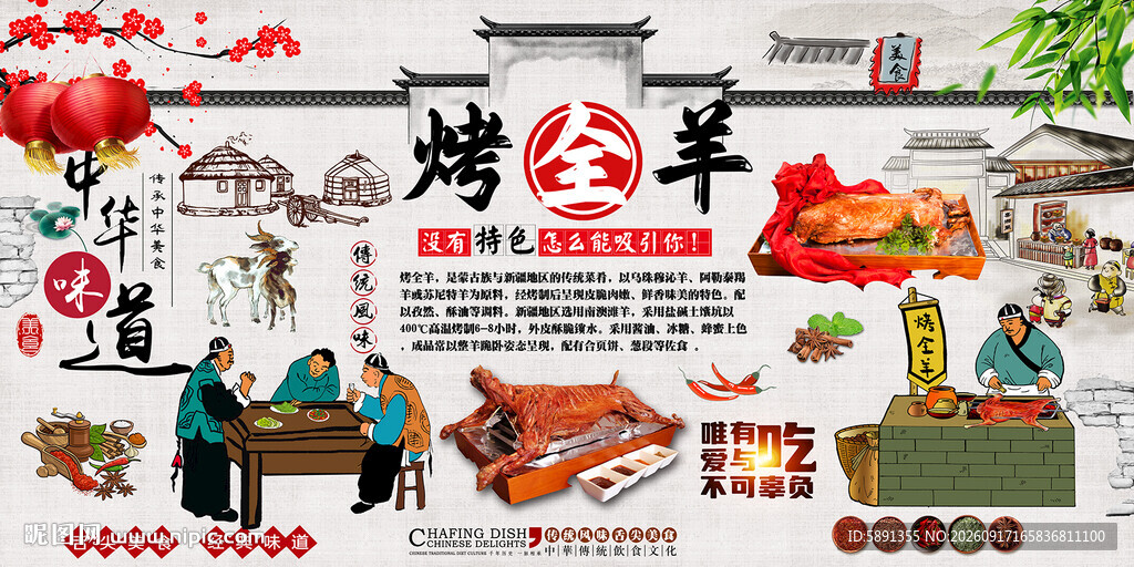 烤全羊背景墙
