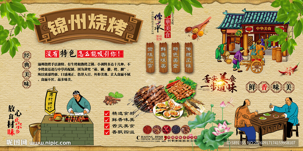 锦州烧烤背景墙