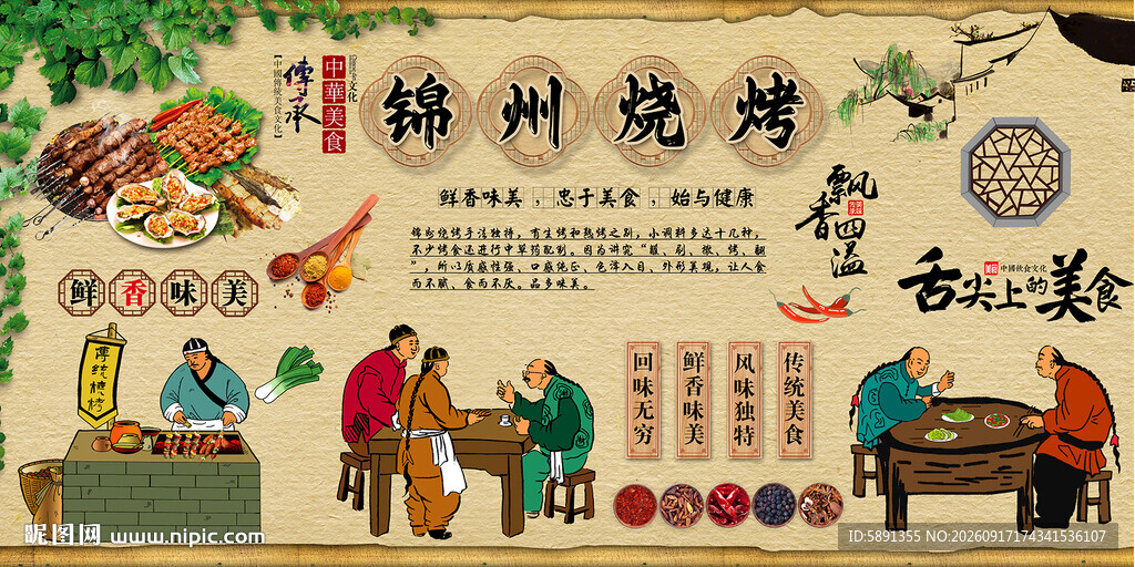 锦州烧烤背景墙