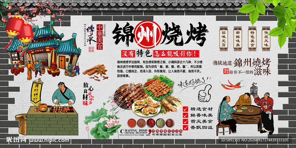 锦州烧烤背景墙