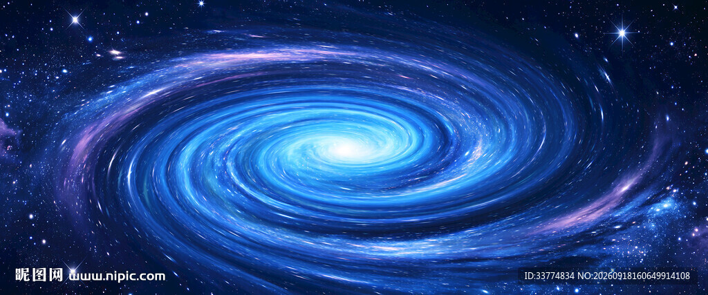蓝色梦幻星系漩涡星空