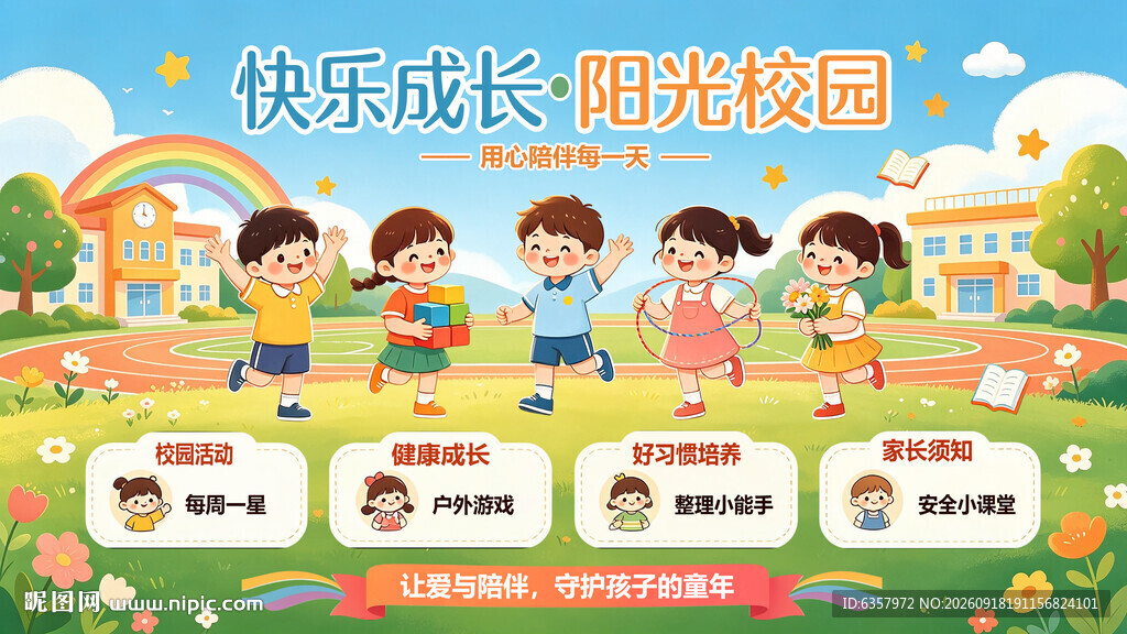 快乐成长阳光校园海报 幼儿园