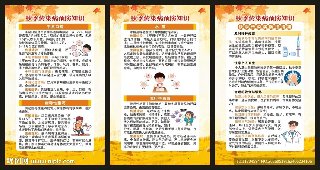 秋季传染病预防知识展板