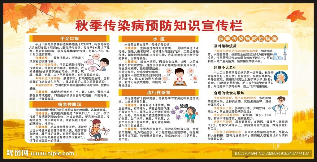 秋季传染病预防知识宣传栏